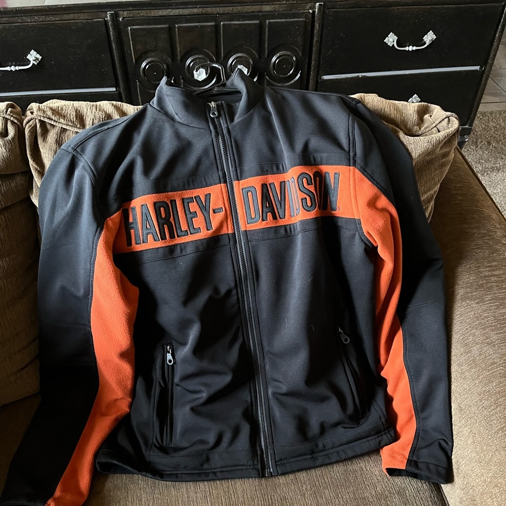 Harley Davidson leather jackets, chaps and vest -all in excellent condition.